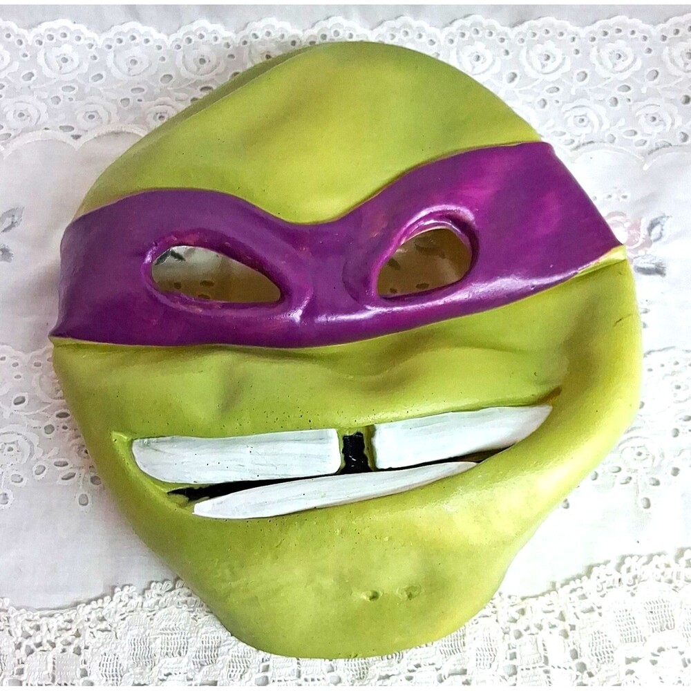 Ninja Turtle Donatello Kids Rubber Face Halloween Mask Green Elastic Strap
